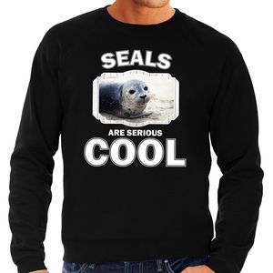 Dieren grijze zeehond sweater zwart heren - seals are cool trui