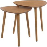 Bijzettafeltjes set 2x stuks Ancona - lichtbruin - D40 x H41 cm/D45 x H45 cm - dennenhout