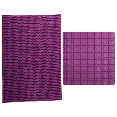 MSV Douche anti-slip mat en droogloop mat - Sevilla badkamer set - rubber/microvezel - paars