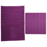 MSV Douche anti-slip mat en droogloop mat - Sevilla badkamer set - rubber/microvezel - paars