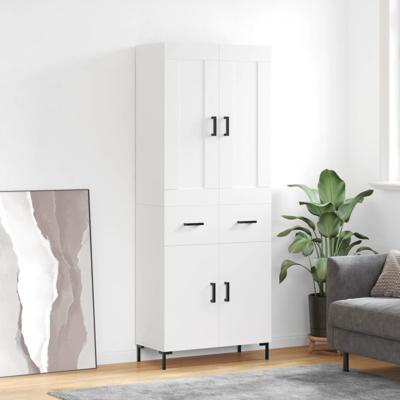 Hoge kast 69,5x34x180 cm bewerkt hout wit