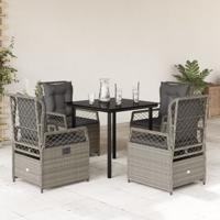 5-delige Tuinset met kussens poly rattan lichtgrijs