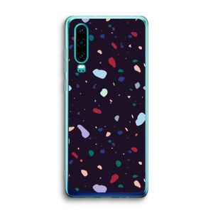 Dark Rounded Terrazzo: Huawei P30 Transparant Hoesje