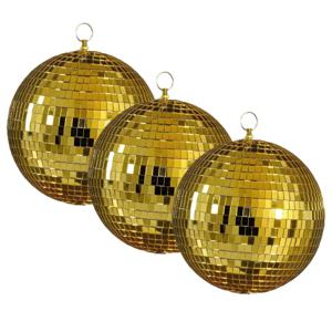 Grote discobal kerstballen - 3x - goud - 20 cm - foam - spiegelbol - kerstversiering