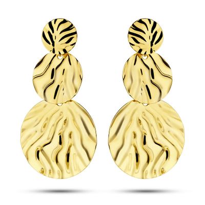 Oorhangers Rondjes Relief zilver goudkleurig 48 mm