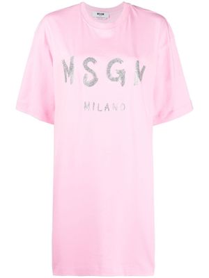 MSGM robe à logo imprimé - Rose