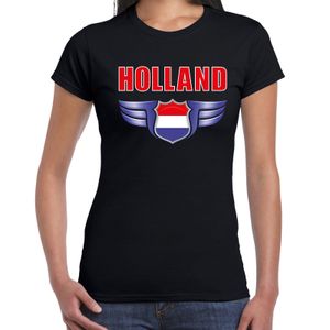 Holland landen t-shirt Nederland zwart voor dames