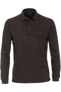 Casa Moda Casual Fit Poloshirt lange mouw bruin, Effen