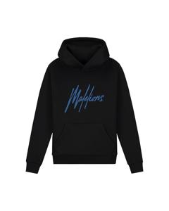 Malelions Hoodie signature gestreept - Zwart / Kobalt blauw