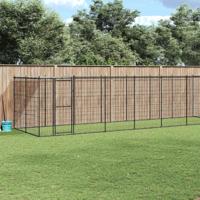 Hondenkennel met dak 16,94 m² staal
