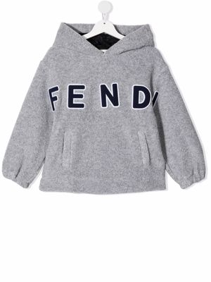 Fendi Kids hoodie en polaire à logo - Gris