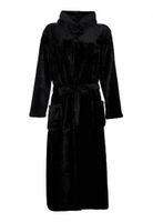badjas unisex zwart met capuchon - fleece - thumbnail