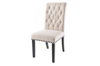 Stoel CASTLE zwarte poten structuurstof beige in chesterfield stijl - 43215
