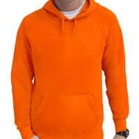Oranje hoodie / sweater raglan met capuchon voor heren - thumbnail