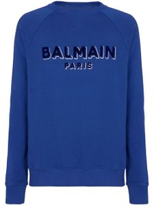 Balmain sweat en coton à logo floqué - Bleu