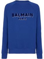 Balmain sweat en coton à logo floqué - Bleu