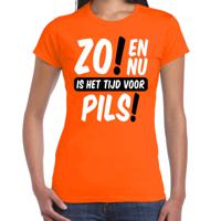 Koningsdag T-shirt voor dames - tijd voor pils - oranje - bier - feestkleding - thumbnail