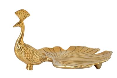 Platter WILDLIFE PEACOCK 40cm Sculptuur goud - 44894