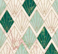 Tegel behang grijs Art deco zeegroen patroon Tegel behang grijs Art deco zeegroen patroon