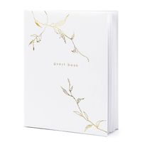 Gastenboek/receptieboek Nature - Bruiloft - wit/goud - 20 x 24,5 cm - Gastenboeken - thumbnail