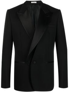 Alexander McQueen blazer en soie à boutonnière croisée - Noir