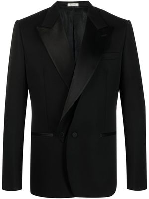 Alexander McQueen blazer en soie à boutonnière croisée - Noir