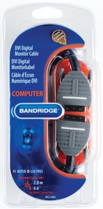 Bandridge DVI Kabel DVI-D 24+1-Pins Male naar DVI-D 24+1-Pins Male 2 m Blauw | 1 stuks - BCL1402 BCL1402