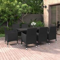 9-delige Tuinset met kussens poly rattan en glas