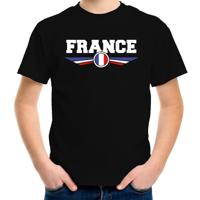 Frankrijk landen supporters t-shirt - zwart - kinderen - Fan kleding - EK / WK / Olympische spelen