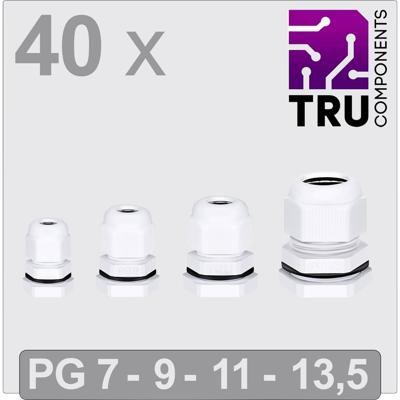 TRU COMPONENTS TC-13448632 Wartel PG7, PG9, PG11, PG13.5 Polyamide Wit 40 stuk(s)