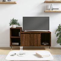 Tv-meubel 100x35x55 cm bewerkt hout bruineikenkleurig - thumbnail