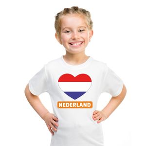 Nederland hart vlag t-shirt wit jongens en meisjes