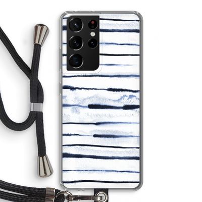 Ink Stripes: Samsung Galaxy S21 Ultra Transparant Hoesje met koord
