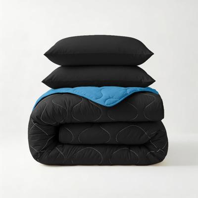 Wasbaar Lazy Dekbed Zonder Overtrek - Zonder Overtrek - Zwart Blauw - Dekbed-Discounter.nl