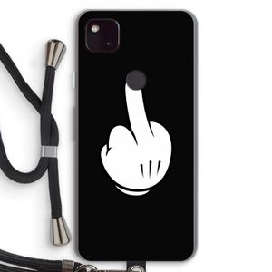 Middle finger black: Pixel 4a 5G Transparant Hoesje met koord