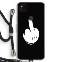 Middle finger black: Pixel 4a 5G Transparant Hoesje met koord