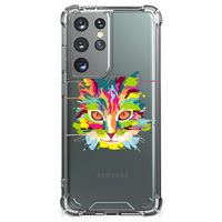 Samsung Galaxy S21 Ultra Stevig Bumper Hoesje Cat Color - thumbnail