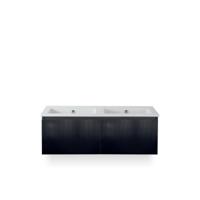 Frozen 3d Badmeubelset 120 cm - Greeplijst in kleur - Zwart Mat - Keramische Wastafel Wit Zonder Kraangat