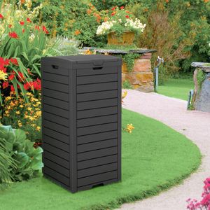 141L Vuilnisemmer met Deksel /Uittrekbare Vloeistofschaal /Handgreep Waterdichte Vuilniscontainer voor Buiten Zwart