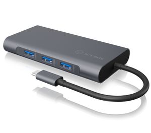 ICY BOX IB-DK4040-CPD notebook dock & poortreplicator Bedraad USB 3.2 Gen 1 (3.1 Gen 1) Type-C Antraciet, Zwart