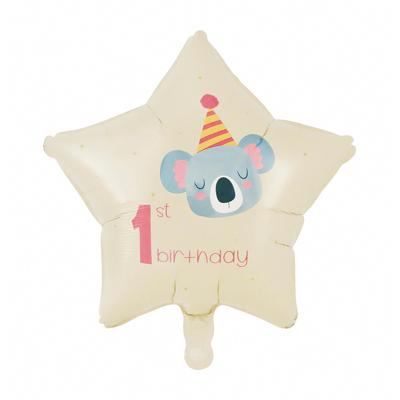 1e Verjaardag Folieballon Stervorm Koala (46cm)