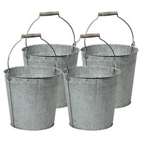 Plantenpot/bloempot/emmer - 4x - zink - grijs - D15 x H13 cm