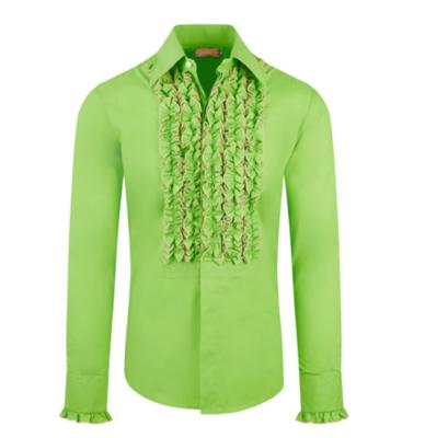 Chenaski Ruffle Shirt Lime Pistache Cream-M