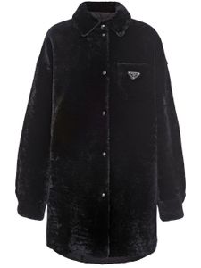 Prada manteau réversible à logo triangulaire - Noir