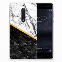 Nokia 5 | TPU | Siliconen hoesje | Marmer Wit Zwart - Origineel Cadeau Man
