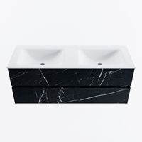 MONDIAZ VICA 130cm badmeubel onderkast Marquina 2 lades. Wastafel CLOUD dubbel 2 kraangaten, kleur Talc.