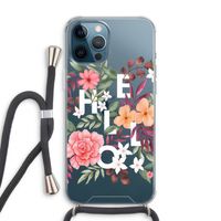 Hello in flowers: iPhone 12 Pro Max Transparant Hoesje met koord