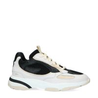 Manfield leren chunky sneakers beige/zwart - thumbnail