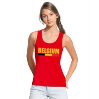 Rood Belgium supporter singlet shirt/ tanktop dames - thumbnail