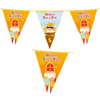 Sinterklaas met roetveeg Piet vlaggenlijn - 2x - slinger - 10 mtr - Sint versiering